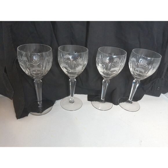 Vintage Lyngby Heidelberg Mouth Blown Crystal Red Wine Glasses Set of 4 - Picture 4 of 4